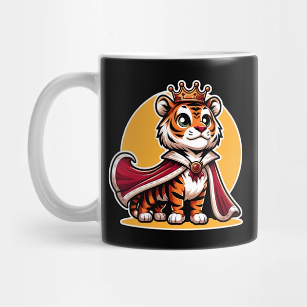 Majestic Tiger King: Regal and Proud Cartoon Design by SergioArt